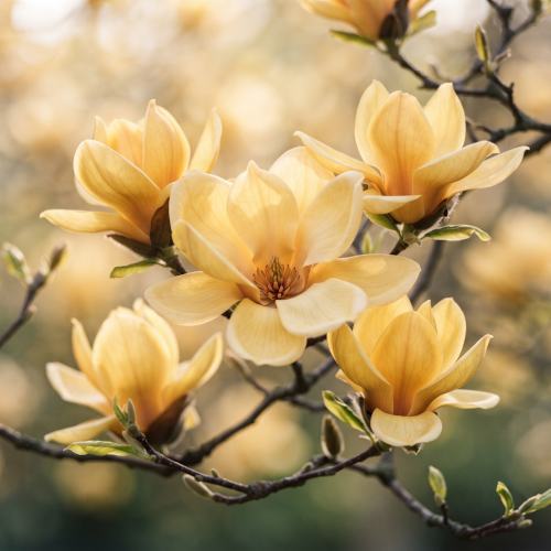 Zarte Magnolienblüte in warmem Licht